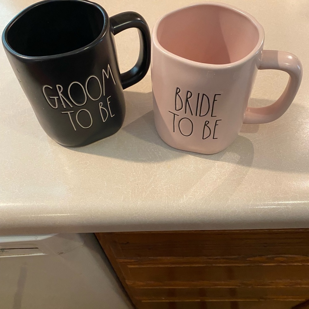 Rae Dunn Bride To Be Groom To Be Ceramic Mugs Set